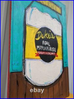 Original Painting Signed By Artist Mister 8 24x36 DUKE'S MAYONNAISE FOLK ART
