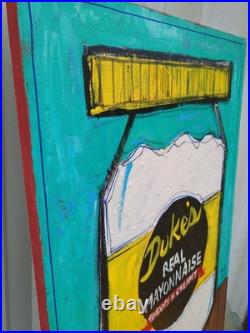 Original Painting Signed By Artist Mister 8 24x36 DUKE'S MAYONNAISE FOLK ART