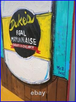 Original Painting Signed By Artist Mister 8 24x36 DUKE'S MAYONNAISE FOLK ART