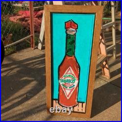 Original Painting Signed By Artist Mister 8- TABASCO SAUCE KITCHEN FOLK ART