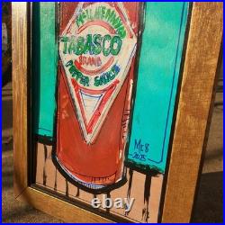 Original Painting Signed By Artist Mister 8- TABASCO SAUCE KITCHEN FOLK ART