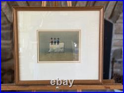 Original Roger Haas Watercolor Painting Amish Boys On Wagon Signed Framed Art