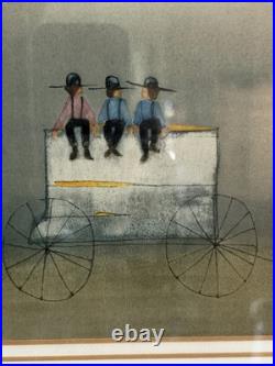 Original Roger Haas Watercolor Painting Amish Boys On Wagon Signed Framed Art Original Roger Haas Watercolor Painting Amish Boys On Wagon Signed Framed Art
