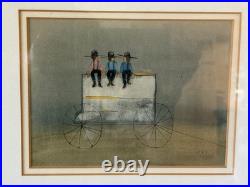 Original Roger Haas Watercolor Painting Amish Boys On Wagon Signed Framed Art
