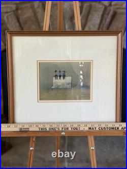Original Roger Haas Watercolor Painting Amish Boys On Wagon Signed Framed Art