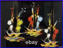 Original Signed African Folk Art Framed Matted Painting, Vintage Decor Gifts