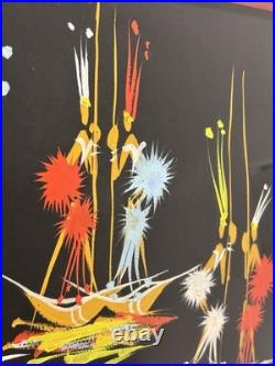 Original Signed African Folk Art Framed Matted Painting, Vintage Decor Gifts