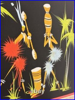 Original Signed African Folk Art Framed Matted Painting, Vintage Decor Gifts