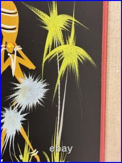 Original Signed African Folk Art Framed Matted Painting, Vintage Decor Gifts