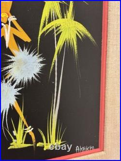 Original Signed African Folk Art Framed Matted Painting, Vintage Decor Gifts