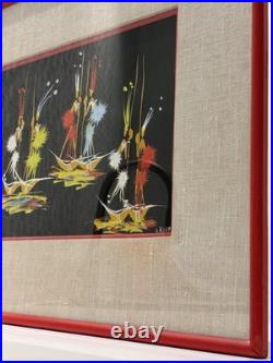 Original Signed African Folk Art Framed Matted Painting, Vintage Decor Gifts