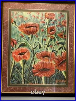 Original Signed Painting Poppies by Donna Bartley (16x20 Framed) Provenance