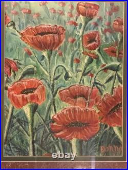 Original Signed Painting Poppies by Donna Bartley (16x20 Framed) Provenance