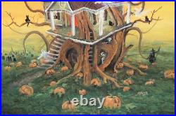 Original Spooky Illustration Haunted Painting Folk Art Horror Halloween Witch