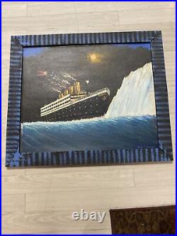 Original USS Titanic Iceburg Oil Painting by Deceased Folk Artist Paul Cleemput