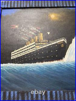 Original USS Titanic Iceburg Oil Painting by Deceased Folk Artist Paul Cleemput