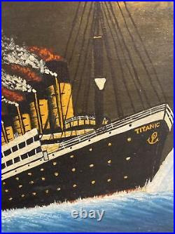 Original USS Titanic Iceburg Oil Painting by Deceased Folk Artist Paul Cleemput