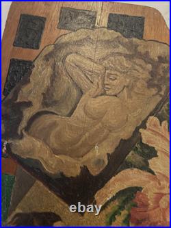 Original Vintage Antique Artists Painters Palette WOMENDIANAFLOWERTRAMP ART