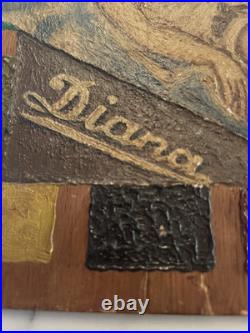 Original Vintage Antique Artists Painters Palette WOMENDIANAFLOWERTRAMP ART