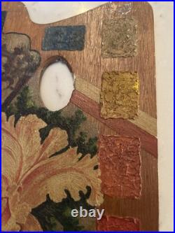 Original Vintage Antique Artists Painters Palette WOMENDIANAFLOWERTRAMP ART