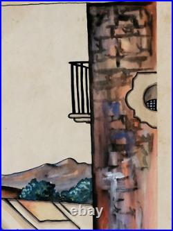 Original Vintage Jorge A Murillo Watercolor Village Market Scene Folk Art 18x24 Original Vintage Jorge A Murillo Watercolor Village Market Scene Folk Art 18x24