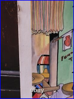 Original Vintage Jorge A Murillo Watercolor Village Market Scene Folk Art 18x24 Original Vintage Jorge A Murillo Watercolor Village Market Scene Folk Art 18x24