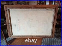 Original Vintage Signed E. Daniel Haitian Folk Art Oil Painting Market Scene