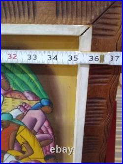 Original Vintage Signed E. Daniel Haitian Folk Art Oil Painting Market Scene