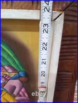 Original Vintage Signed E. Daniel Haitian Folk Art Oil Painting Market Scene