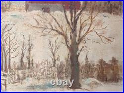 Original Winter Landscape Oil Painting Signed By Lilian Russ 1951 Canvas Medium