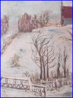 Original Winter Landscape Oil Painting Signed By Lilian Russ 1951 Canvas Medium