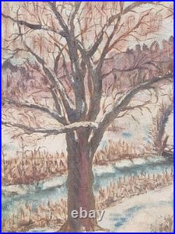 Original Winter Landscape Oil Painting Signed By Lilian Russ 1951 Canvas Medium