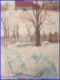 Original Winter Landscape Oil Painting Signed By Lilian Russ 1951 Canvas Medium