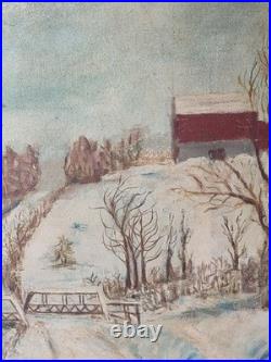 Original Winter Landscape Oil Painting Signed By Lilian Russ 1951 Canvas Medium