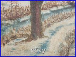 Original Winter Landscape Oil Painting Signed By Lilian Russ 1951 Canvas Medium