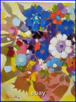 Original oil painting, 1414, Folk, Decorativ Flowerws, bouquet, colorful