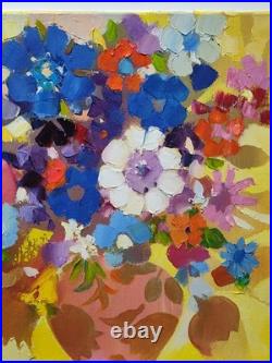 Original oil painting, 1414, Folk, Decorativ Flowerws, bouquet, colorful