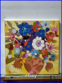 Original oil painting, 1414, Folk, Decorativ Flowerws, bouquet, colorful