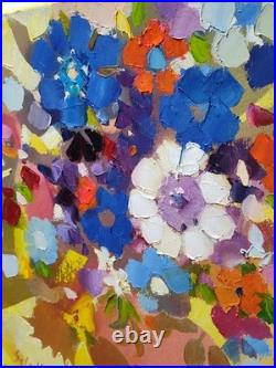 Original oil painting, 1414, Folk, Decorativ Flowerws, bouquet, colorful