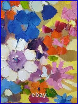 Original oil painting, 1414, Folk, Decorativ Flowerws, bouquet, colorful