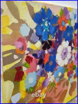 Original oil painting, 1414, Folk, Decorativ Flowerws, bouquet, colorful