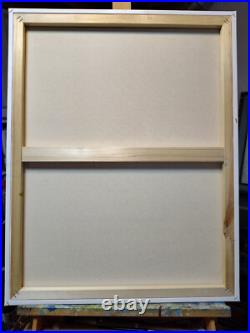 Original oil painting 24x30 Still life Bouquet Flowers Primitive wall Art Blue