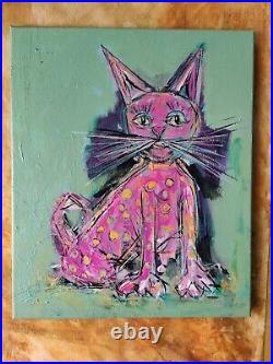 Original painting Cat Art Folk art Childlike Art Naive art Outsider Art