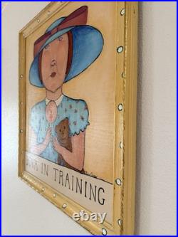 Original signed Kina Crow Diva in Training Folk Art Painting Framed Whimsical