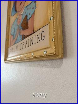 Original signed Kina Crow Diva in Training Folk Art Painting Framed Whimsical