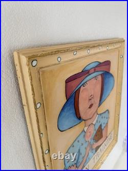 Original signed Kina Crow Diva in Training Folk Art Painting Framed Whimsical