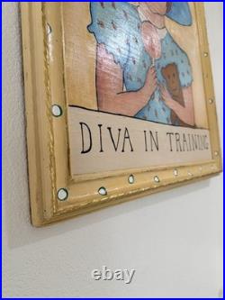 Original signed Kina Crow Diva in Training Folk Art Painting Framed Whimsical