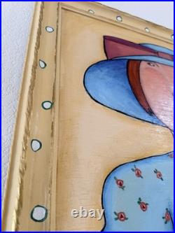 Original signed Kina Crow Diva in Training Folk Art Painting Framed Whimsical