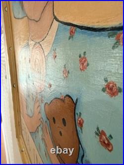 Original signed Kina Crow Diva in Training Folk Art Painting Framed Whimsical