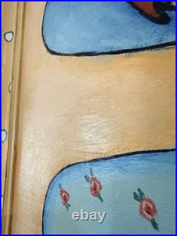 Original signed Kina Crow Diva in Training Folk Art Painting Framed Whimsical
